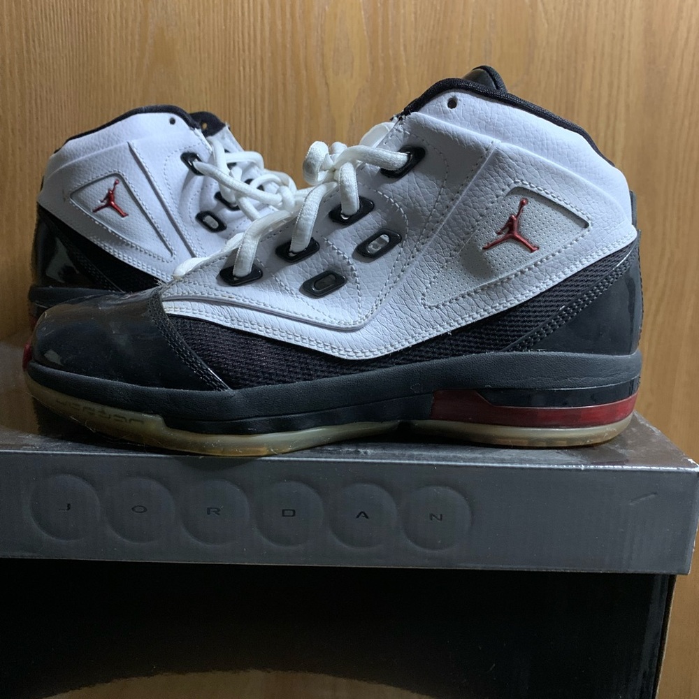 Jordan White and Black High-Top Sneakers